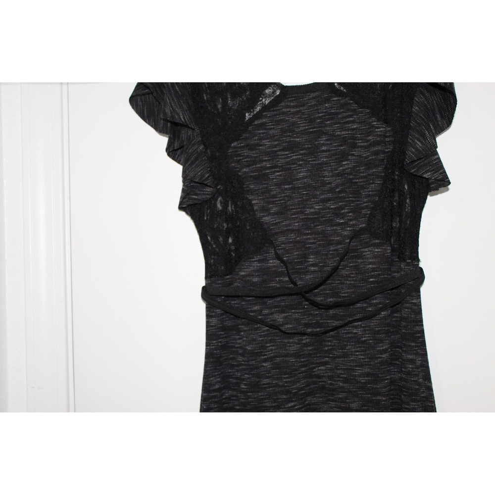 Free People Black Space Dye Lace Open Back Ruffle Maxi Women Dress Boho size S - Picture 8 of 12